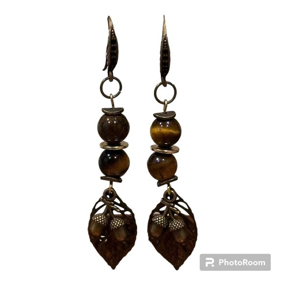 New Dramatic Tiger Eye Earings - Picture 2 of 2